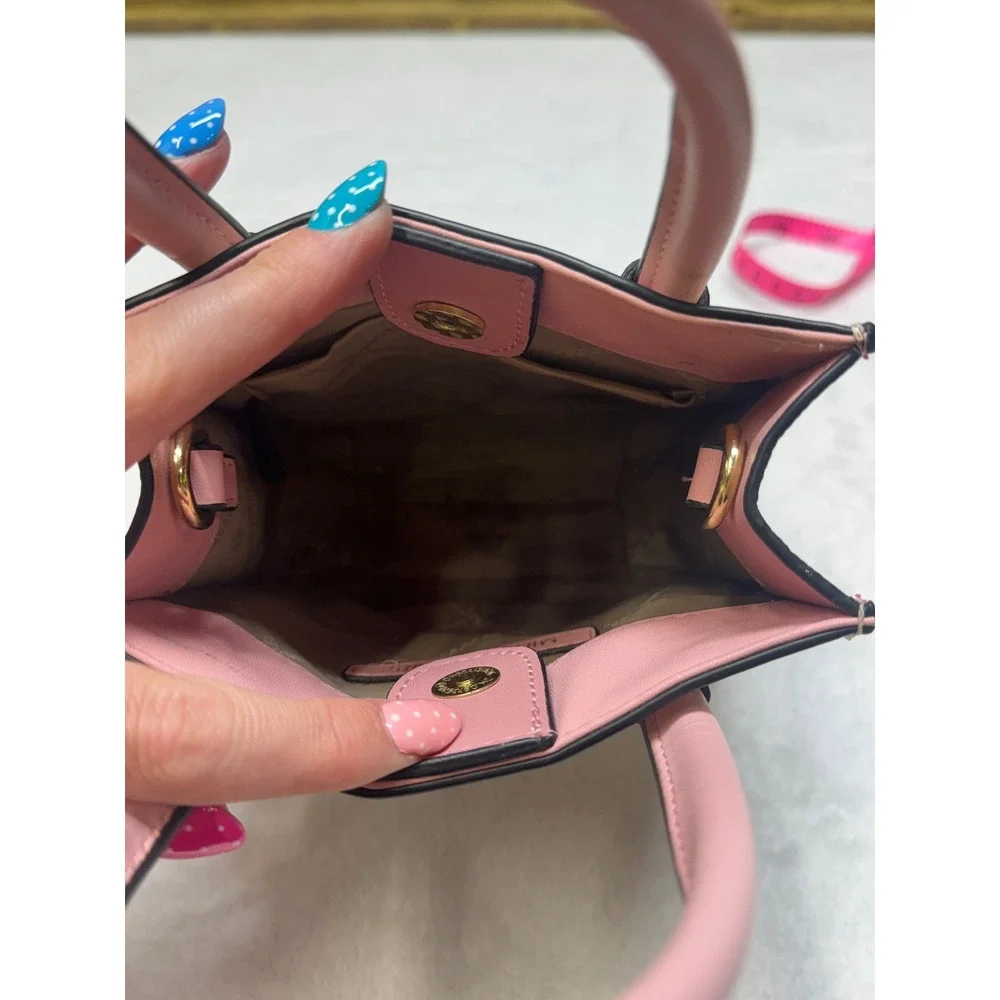 Michael Kors Mercer Extra Small Logo handbag Pink Cream Monogram mini tote purse - Picture 4 of 7